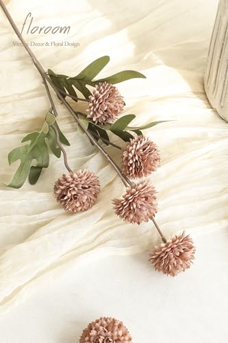 9pcs Burnt Orange Taupe Mix Faux Silk Mums Artificial Flowers (9 Count)