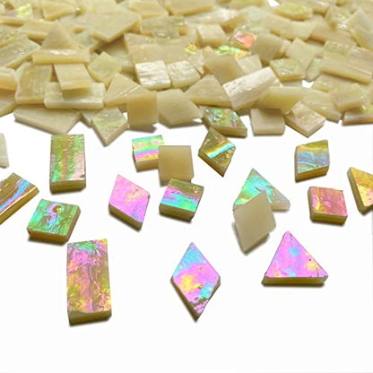 Iridescent Amber Glass Mosaic Tiles for Crafts (9 Ounce)