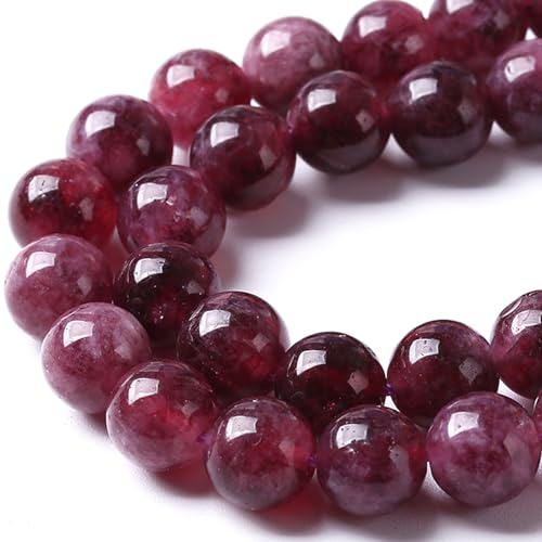 60PCS 6MM Natural Stone Kunzite Purple Jade Beads Round Loose Beads for Jewelry Making Bracelet Strands 16"