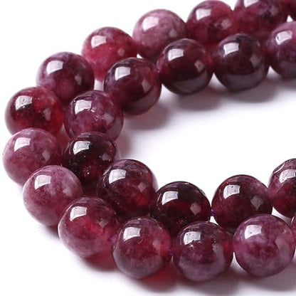 60PCS 6MM Natural Stone Kunzite Purple Jade Beads Round Loose Beads for Jewelry Making Bracelet Strands 16"