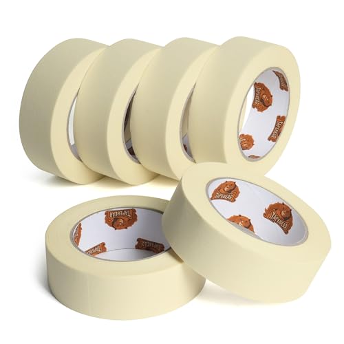 General Purpose Masking Tape Beige White 1.41" x 60Yards x 6Rolls (1080 Foot)
