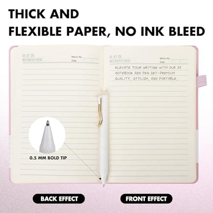 12 Set Lined Notebook Journals with Pens A5 Notebooks 100 GSM College Ruled Hardcover Notebook PU Leather Notepad with Pen Holder for Office School (60 Count)