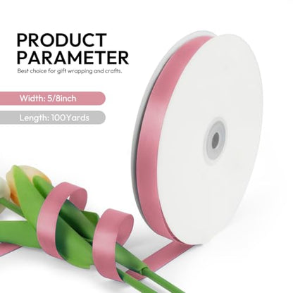 5 8 Inch 100 Yards Satin Ribbon Dusty Pink (300 Foot)