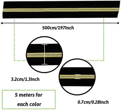 DOITEM 16.5 Yards 3-Piece Assorted Nylon Coil Zippers with 30 Sliders for DIY Tailoring and Crafts, Black