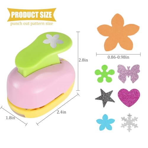 6 Pcs Colorful Craft Hole Punch with 10 Glitter Cardstock Papers (6 Count)