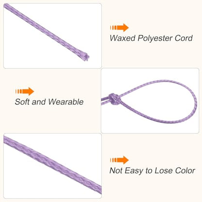 Waxed Cord 0.5mm Waxed Polyester Cord 175 Yard Wax String for Bracelet Making