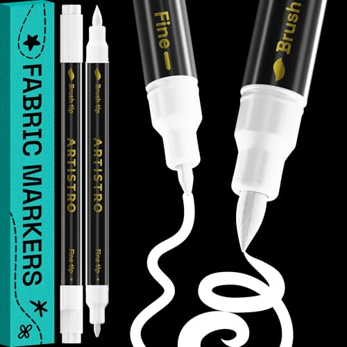 2 White Dual Tip Fabric Markers Decorating Kit Permanent for Cloth (2 Count)