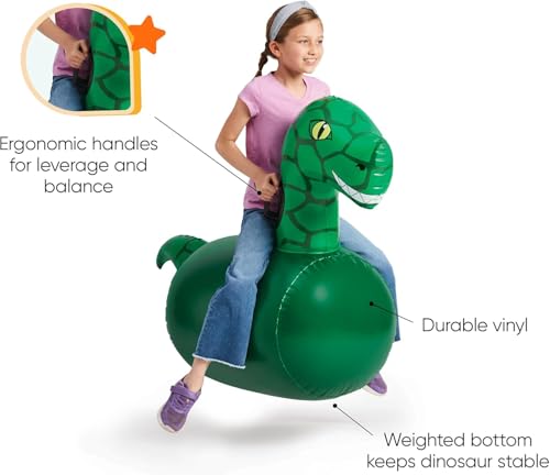 Hop N Go Inflatable Dino Riding Bouncy Hopping Toys for Kids Ages 5+ (2 Count)