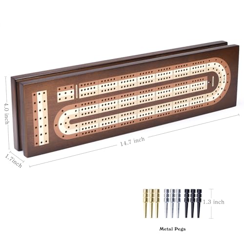 Wooden Cribbage Board Game Set with Magnetic Lock