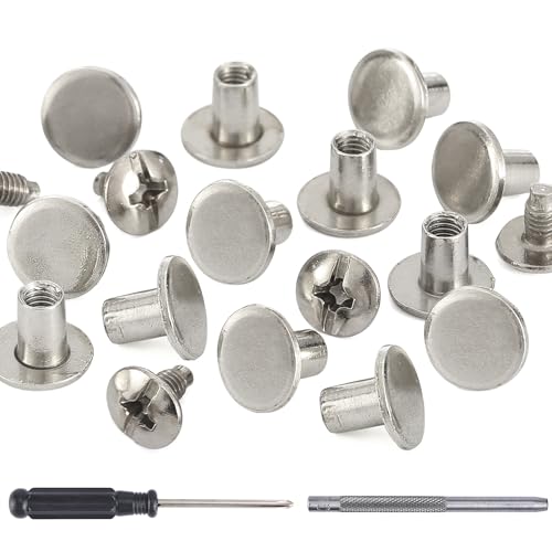 150 Sets 8MM Chicago Screws Leather Rivets for Fabric Chicago Binding Screws Buttons Metal Studs Rivets for Decorate and Repair Belts Bags Shoes Purse Dog Collar Leather Craft