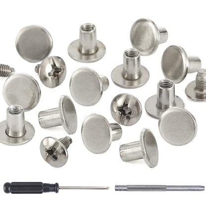 150 Sets 8MM Chicago Screws Leather Rivets for Fabric Chicago Binding Screws Buttons Metal Studs Rivets for Decorate and Repair Belts Bags Shoes Purse Dog Collar Leather Craft