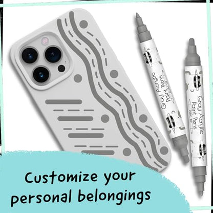 4 Dual Tip Gray Paint Pen Metallic