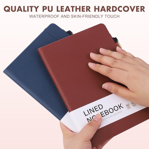 30 Set Lined Notebook Journals with Pens A5 Notebooks 100 GSM College Ruled Hardcover Notebook PU Leather Notepad with Pen Holder for Office School (60 Count)