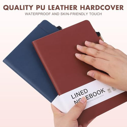 30 Set Lined Notebook Journals with Pens A5 Notebooks 100 GSM College Ruled Hardcover Notebook PU Leather Notepad with Pen Holder for Office School (60 Count)