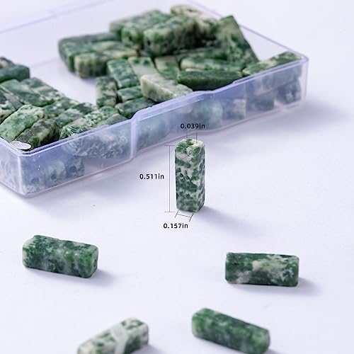 Natural African Jade Rectangle Tube Beads 4x13mm 38cm (28 Count)