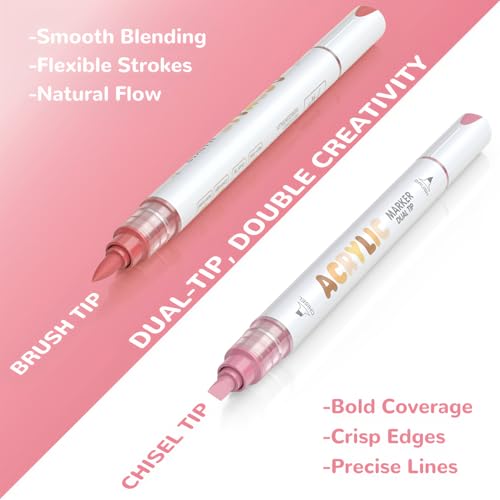 12 Pink Skin Dual Tip Acrylic Paint Markers (12 Count)