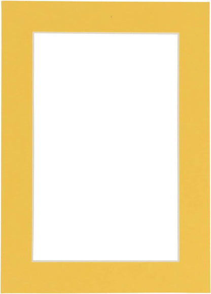 Pack of Ten 11x14 Mats Bevel Cut for 8.5x11 Photos - Acid Free Chamois Yellow Precut Matboards for Pictures, Photos, Framing - 4-ply Thickness