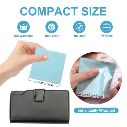 100pcs Jewelry Cleaning Cloth Turquoise Polishing Cloth for Sterling Silver Gold Platinum Small Silver Polish 8x8cm (100 Count)