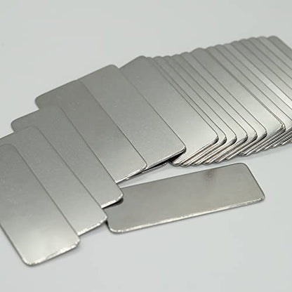 304 Stainless Steel Engraving Blank Tags Rectangle Stamping Blanks Without Holes 1.96inch*0.7inch 25 Pack
