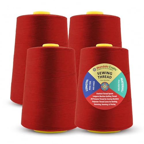 40S 2 Brick Red Polyester 4 Pack of Serger Threads Cones (24000 Foot)
