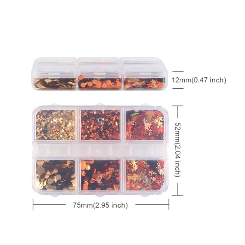 Thanksgiving Glitter Maple Leaf Nail Sequins Fall Nail Flakes Design Nail Charms Holographic Mixed Color 3D Confetti Autumn Nail Art Stickers Maple Leaves Nail Glitter Sequins for Women (2 Ounce)
