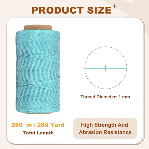 284 Yard Flat Waxed Thread 150D 1mm Leather Sewing Cord for Repairing Shoes Bags Wallets Jewelry Making DIY Leather Craft