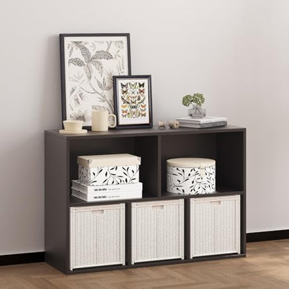 Wooden 5 Cube Storage Organizer with Closed Back Panel