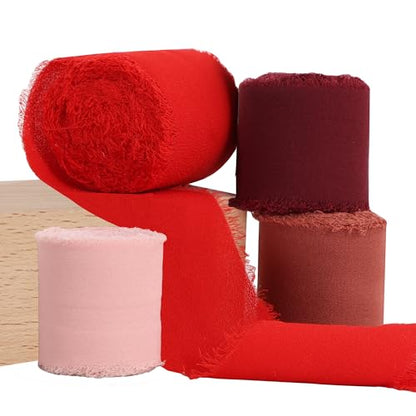 4 Rolls Silk Chiffon Ribbon (65.6 Foot)