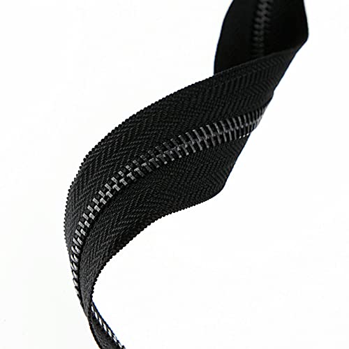 5 Metal Zippers by The Yard Bulk 2 Yards Black Tape with 10 pcs Sliders Black Nickel Teeth Handmade Zipper for Sewing Craft Bag Backpack