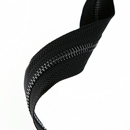 5 Metal Zippers by The Yard Bulk 2 Yards Black Tape with 10 pcs Sliders Black Nickel Teeth Handmade Zipper for Sewing Craft Bag Backpack