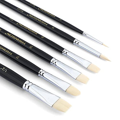 Paint Brush Set 6pcs Art Painting Flexible Bristle for Acrylic Watercolor Gouache Oil Leather Canvas and Face Painting (6 Count)