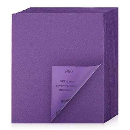 80 Grit Sanding Sheets 20 PCS 9 x 11 Inch Purple Alumina (20 count)