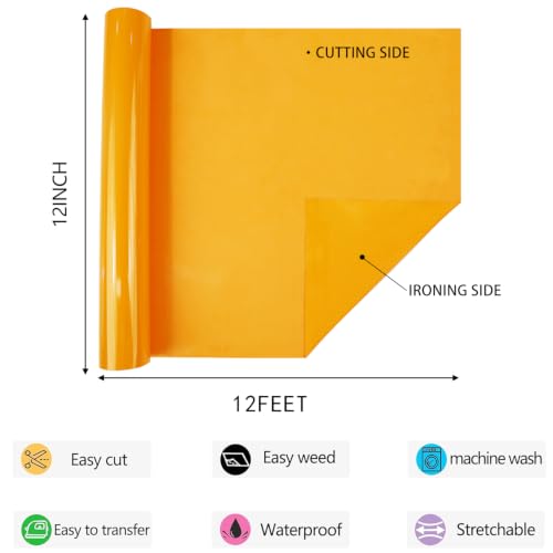 HTV Iron on Vinyl 12Inch by 12ft Roll HTV Heat Transfer Vinyl for T