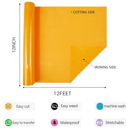 HTV Iron on Vinyl 12Inch by 12ft Roll HTV Heat Transfer Vinyl for T