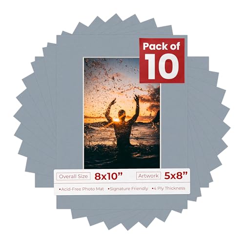 Pack of TEN 8x10 Mats Bevel Cut for 5x8 Photos (10 Count)
