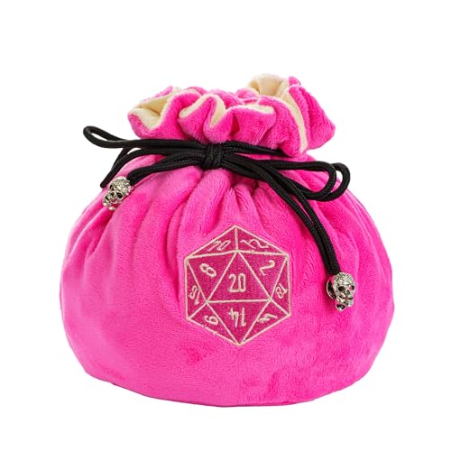 DND Dice Bags Large with Pockets Pink Storage Bag for D&D RPG Games (5.2 Ounce)
