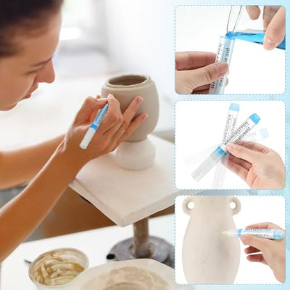 2 Set Wax Resist Pens for Pottery Glaze Refillable Ceramic Pens for Decorating Under Pottery Bisque Not Contain Wax