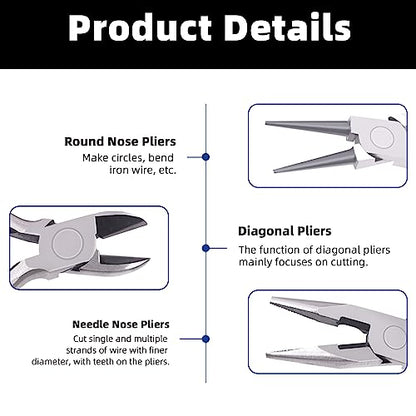8Pcs Jewelry Making Pliers Tools Kit includes Needle Nose Pliers