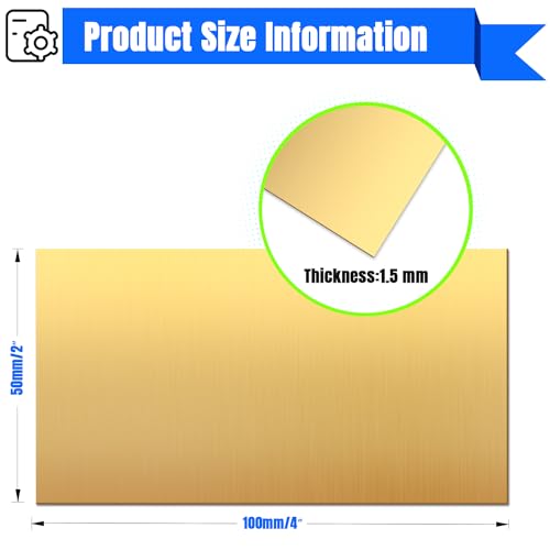 Brass Sheet 2" x 4" 1.5mm Thick