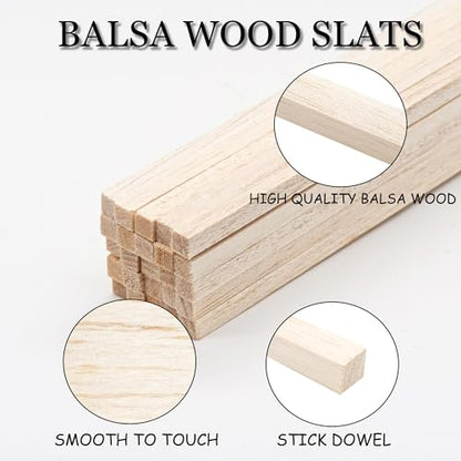 50Pcs 1 4 Inch Balsa Wood Sticks (50 Count)