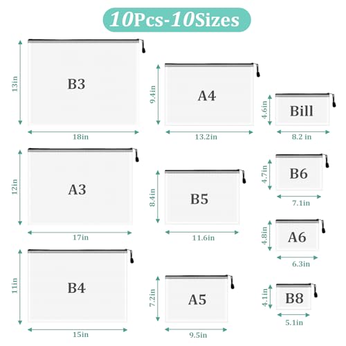 10pcs Mesh Zipper Pouch Bags (10 Count)