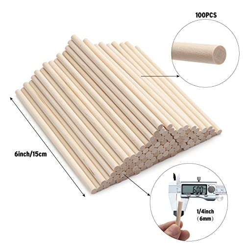 Wood Dowels Wooden Dowel Rods (100 Count)