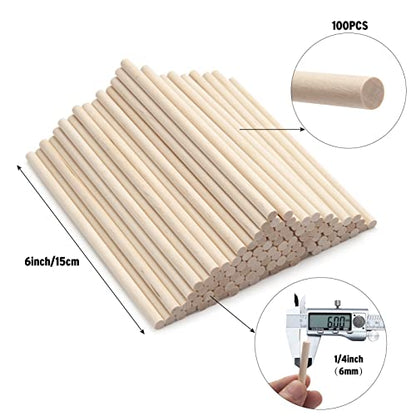 Wood Dowels Wooden Dowel Rods (100 Count)
