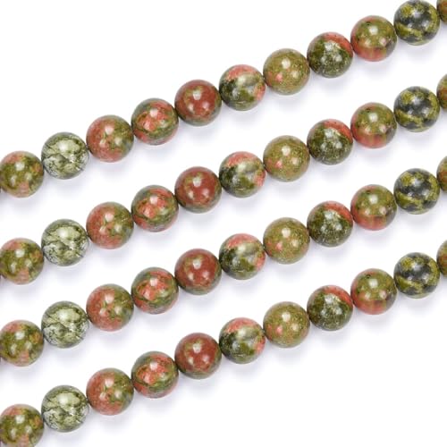 70pcs Adabele Natural Unakite Jasper Gemstone 10mm Round Beads (72 Count)