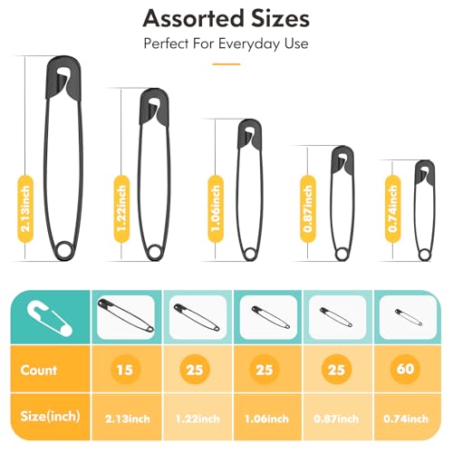 160PCS Black Safety Pins for Clothes (160 Count)
