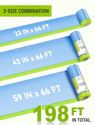 3 Rolls Pre Taped Masking Film for Painting (3 Count)