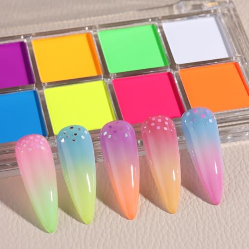 10 Colors Neon Phosphor Solid Nail Powder Palette (3.45 Ounce)