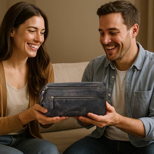 Full Grain Leather Toiletry Bag for Men & Women