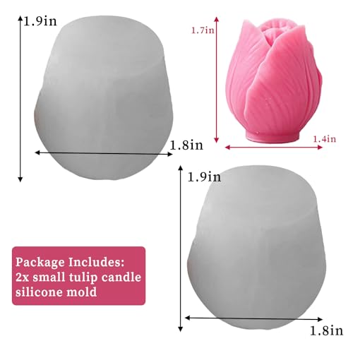 2PCS Tulip Flower Silicone Molds 3D Floral Resin Candle Soap Mold Flower Fondant Chocolate Cake Decoration Mold Unique Wax Epoxy Resin Concrete Casting Polymer Clay Craft Home Decor Mould