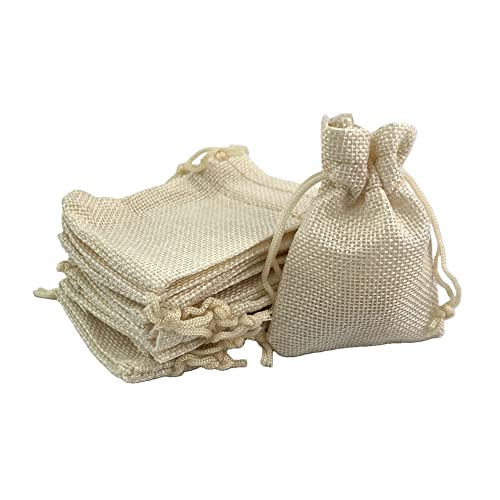 Pack of 25 Burlap Gift Bags with Drawstring Linen Jewelry Pouches Wedding Hessian Jute Bags for Birthday and Treat Pouches Party Wedding Favors Gift